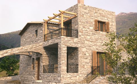 Φωτορεαλισμός πέτρινων σπιτιών στη Καλαμάτα
