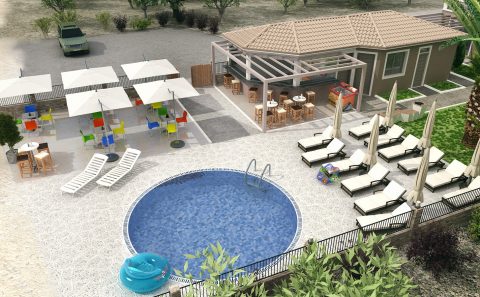 Συνολική παρουσίαση πισίνας μπαρ μελλοντικής κατασκευής
