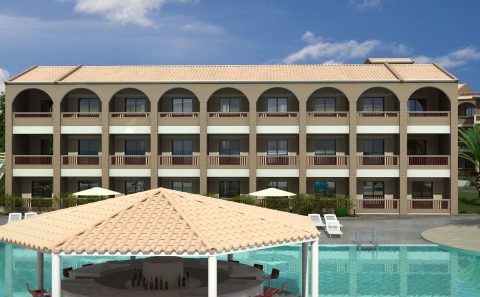 Συμπληρωματικη μονάδα ξενοδοχείου δίπλα στη πισίνα 3d