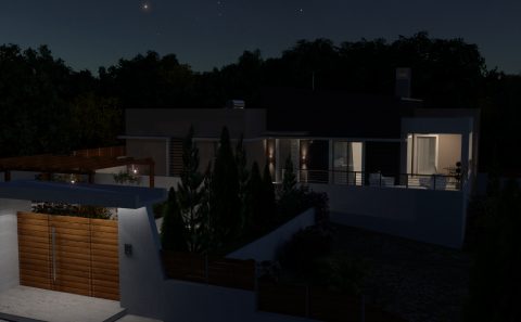Νυχτερινό φωτορεαλιστικο σπιτιού